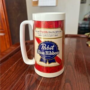 Vintage Pabst Blue Ribbon Beer Thermo-Serv Plastic Mug Stein Made In USA PBR